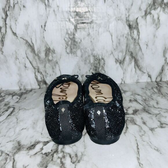 Sam Edelman Ballet Flats Felicia Metallic Bow Logo Black Women 7.5 Preppy Grunge - Picture 3 of 8